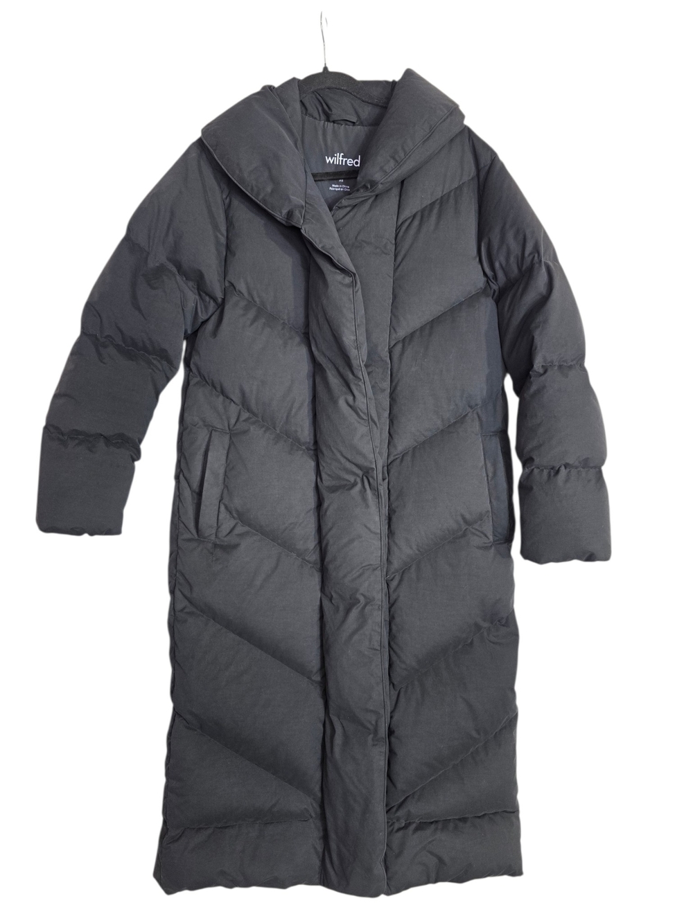 Wilfred Duvet Long Down filled Black Puffer Coat - Picture 2 of 13
